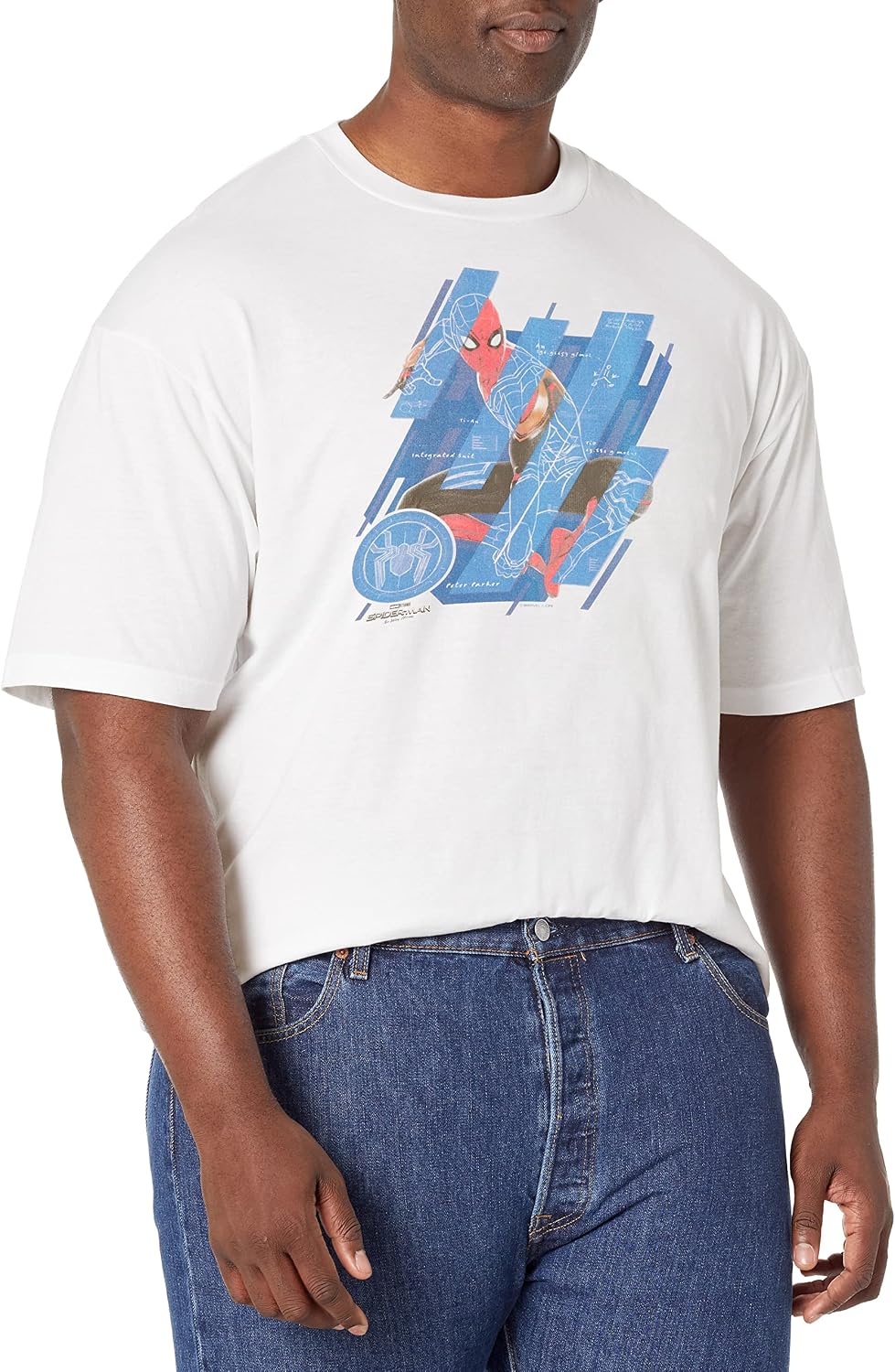 Marvel Big & Tall Spider-Man No Way Home Schematic Panels Men's Tops Short Sleeve Tee Shirt, White, 4X-Large T-Shirt ...