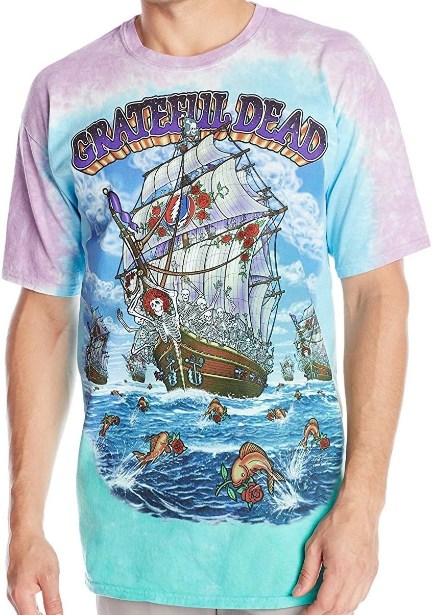 Liquid Blue Men's Grateful Dead Ship of Fools Tie Dye Short Sleeve Apparel | US Viral Style