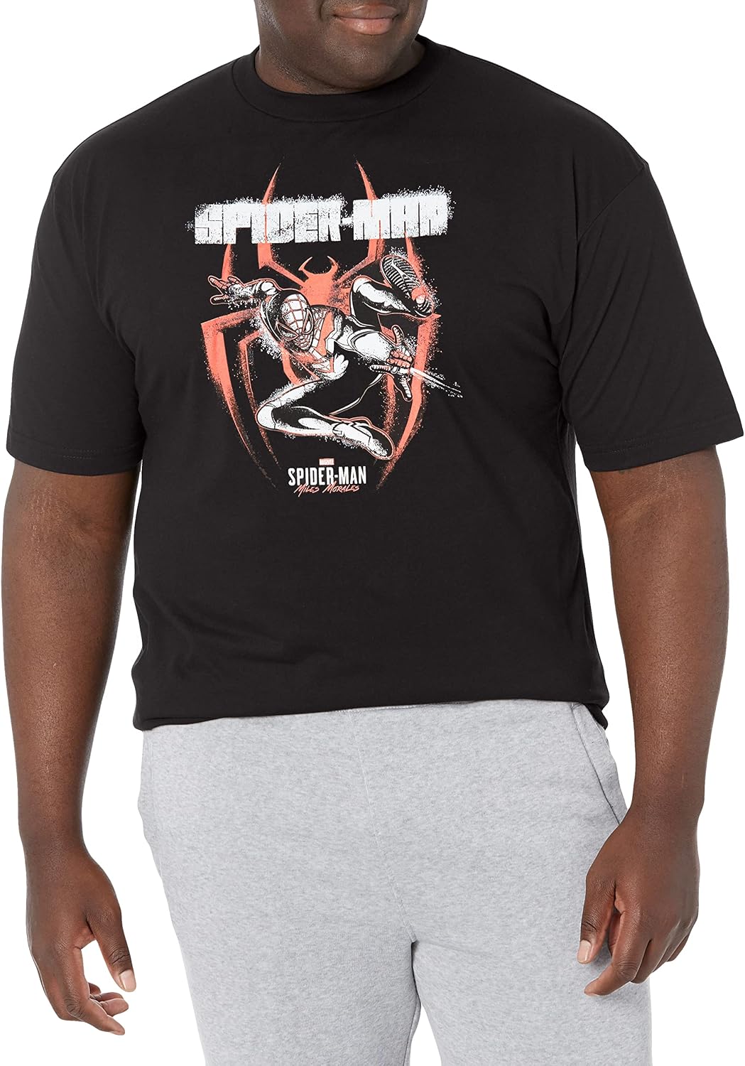 Marvel Big & Tall Spider-Man Miles Spray Morales Men's Tops Short Sleeve Tee Shirt T-Shirt | Premium Quality