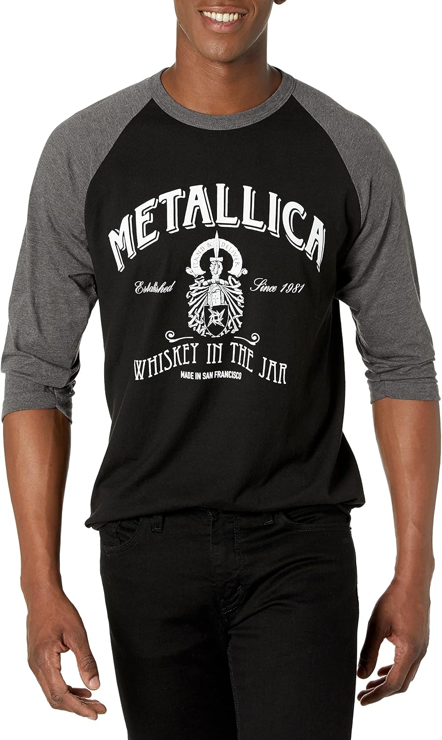 Metallica Unisex-Adult Official Whisky in The Jar RaglanT-Shirt T-Shirt | Premium Quality