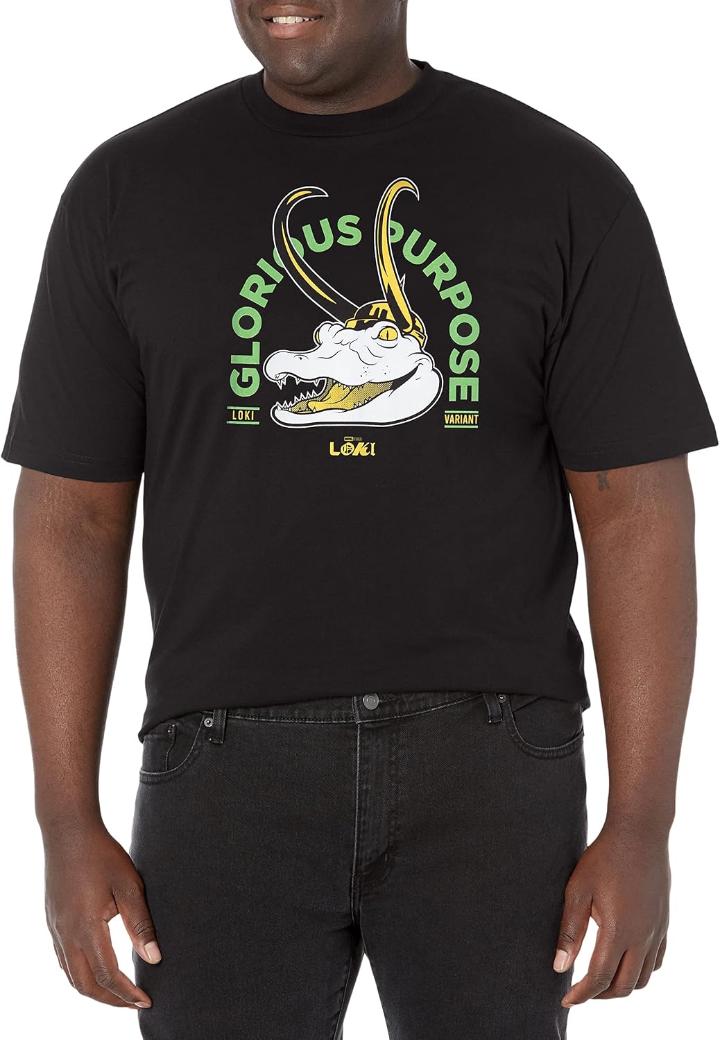 Marvel Big & Tall Gator Loki Glorious Purpose Men's Tops Short Sleeve Tee Shirt, Black, XX-Large T-Shirt | Best Seller