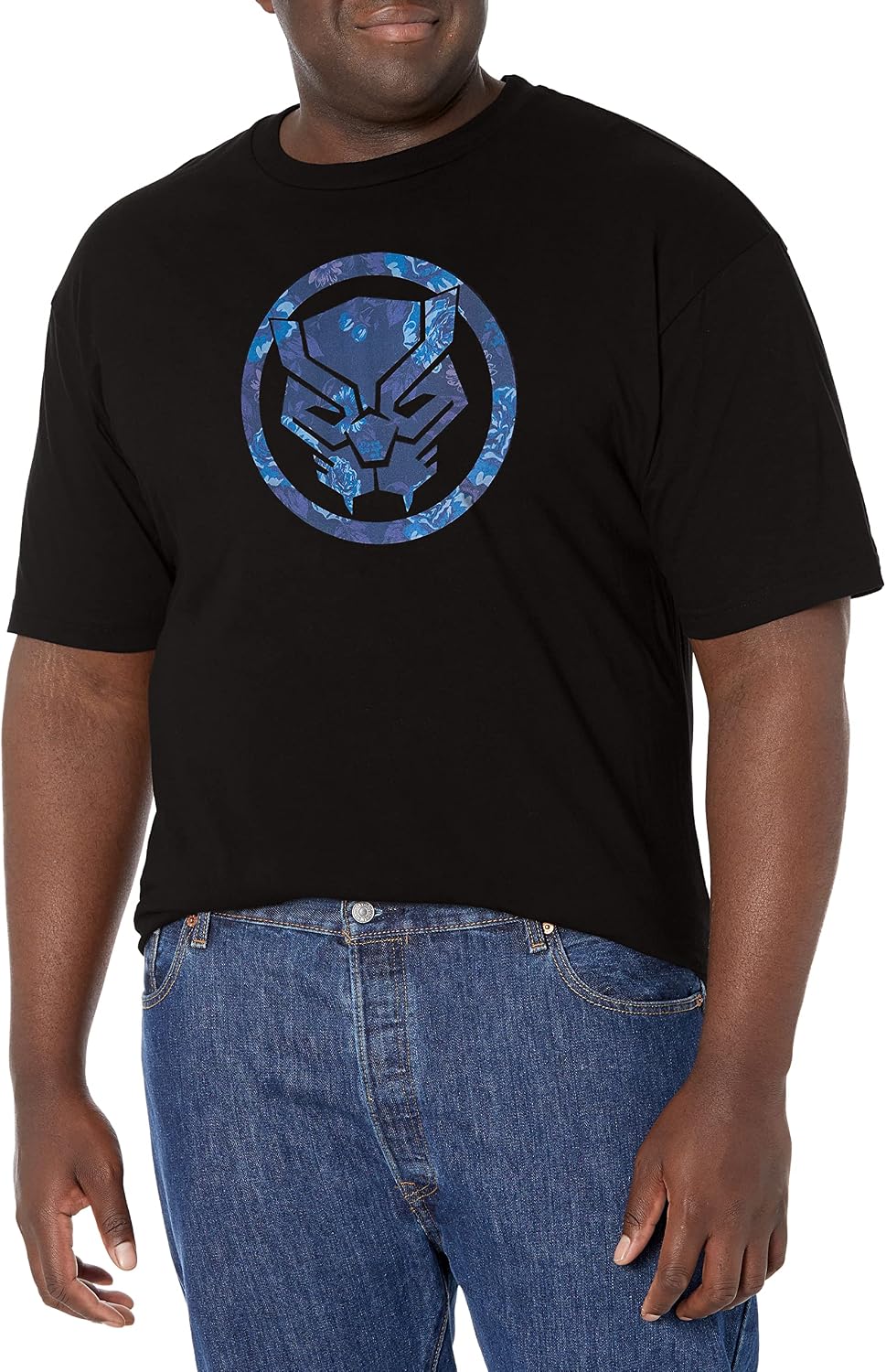 Marvel Big & Tall Classic Panther Floral Men's Tops Short Sleeve Tee Shirt T-Shirt | Best Seller