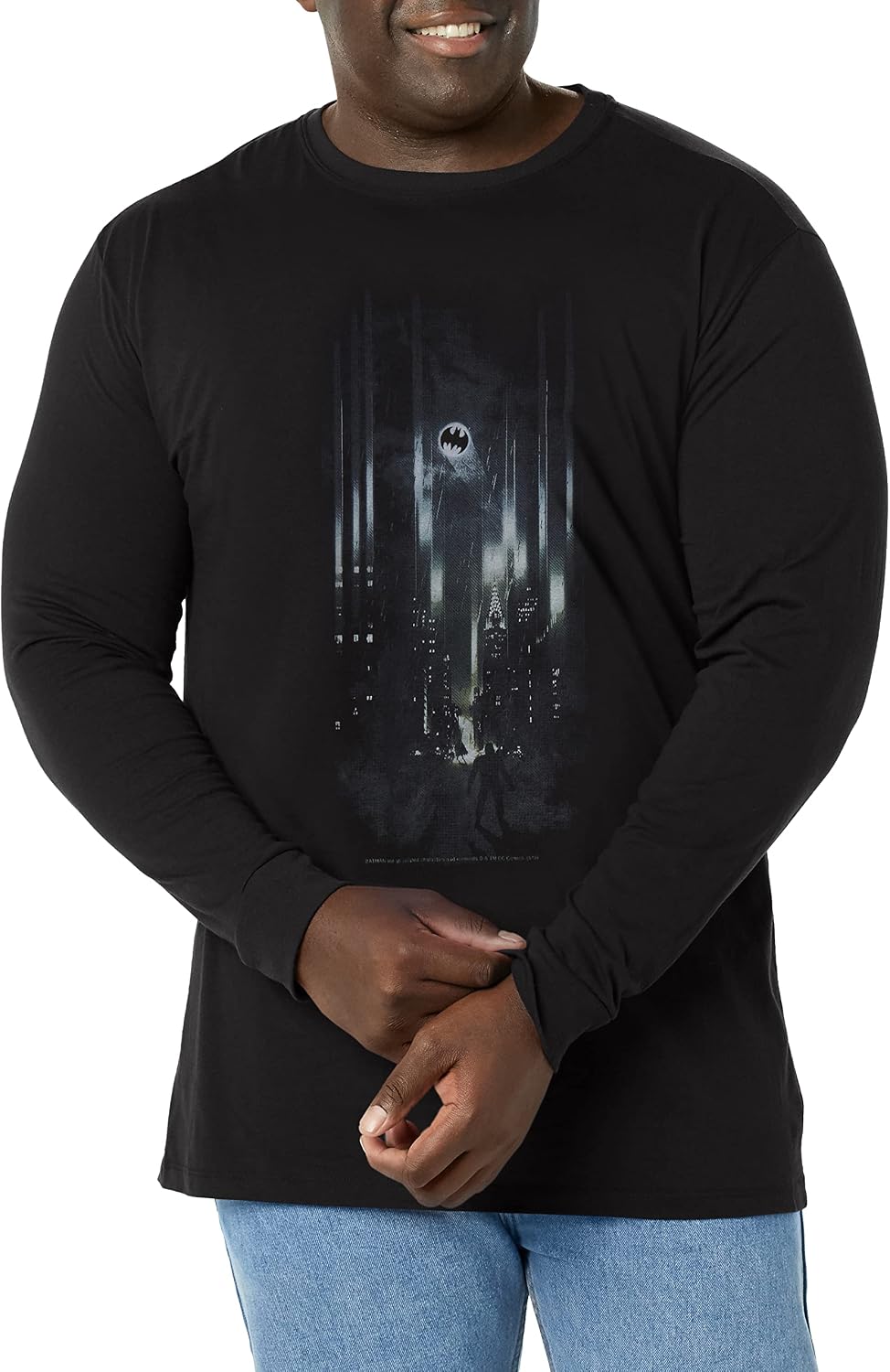 WARNER BROS Batman Street Lights Men's Tops Long Sleeve Tee Shirt T-Shirt | Aesthetic Streetwear