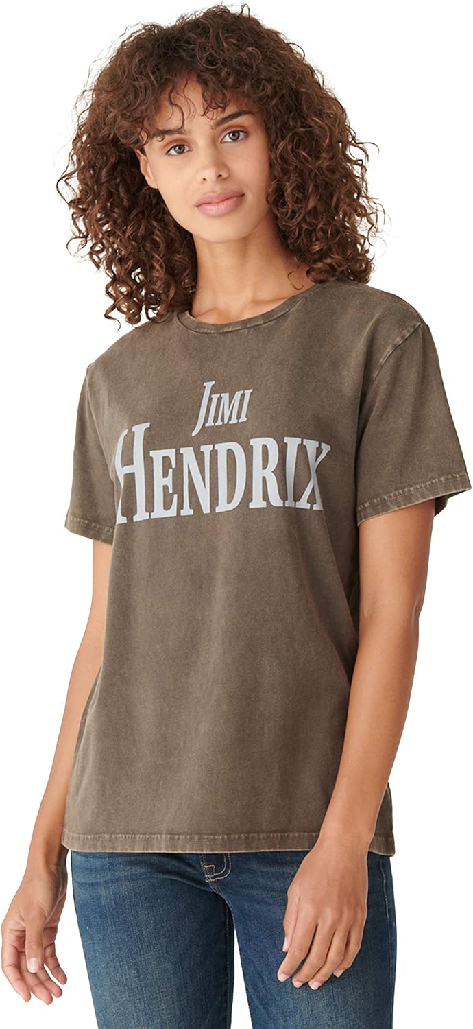 Lucky Brand Women's Short Sleeve Crew Neck Jimi Hendrix Tee T-Shirt | US Viral Style