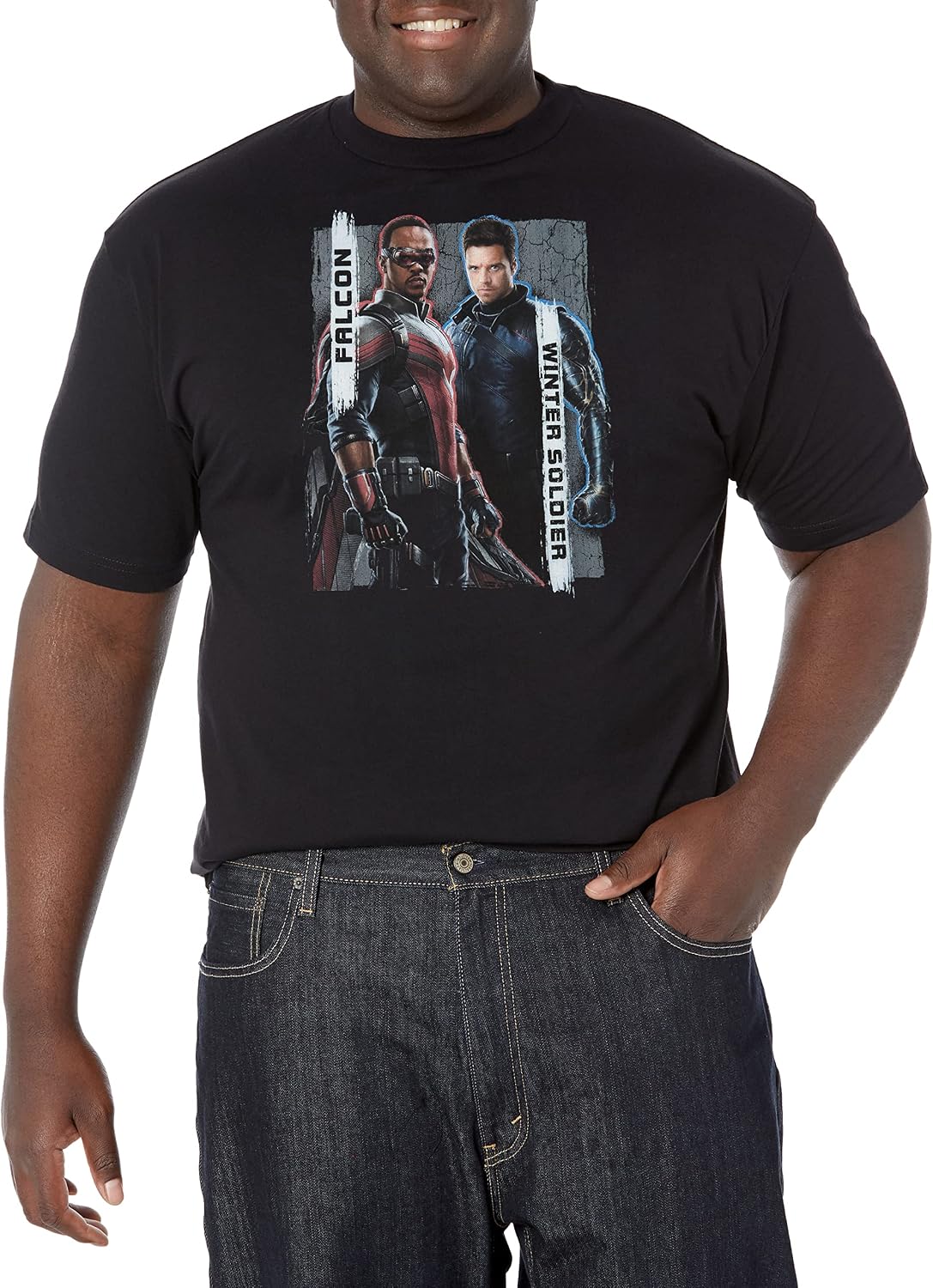 Marvel Big & Tall Falcon and The Winter Soldier New Team Men's Tops Short Sleeve Tee Shirt, Black, Large T-Shirt | Pr...