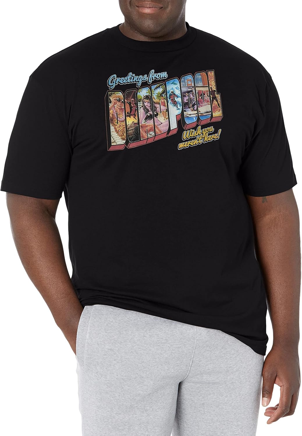 Marvel Classic Greetings Deadpool Men's Tops Short Sleeve Tee Shirt T-Shirt | US Viral Style