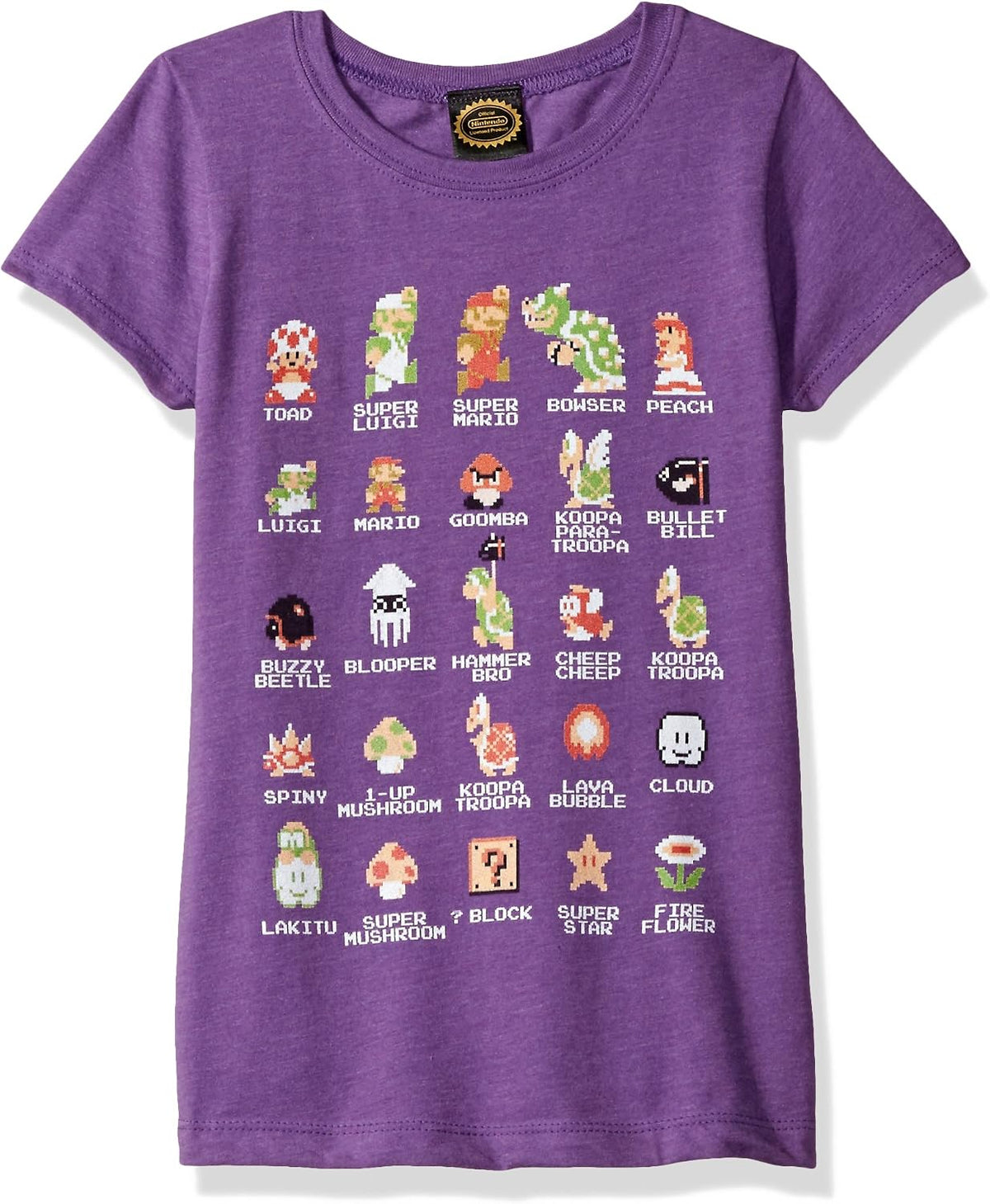 Nintendo Girls' Super Mario Pixel Cast Graphic Tee T-Shirt | Trending 2025
