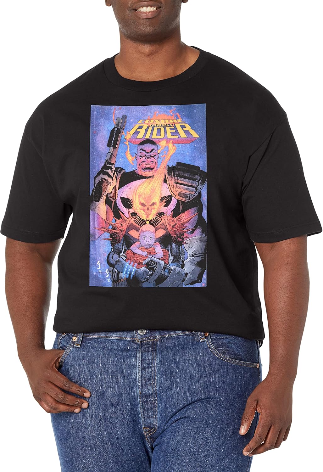 Marvel Big & Tall Classic Ghost Rider Nov18 Men's Tops Short Sleeve Tee Shirt T-Shirt | Aesthetic Streetwear