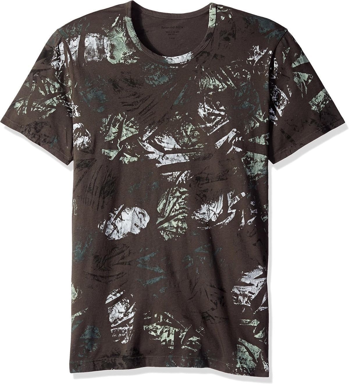 Splendid Mills Men's Mills Short Sleeve Crew Neck Painted Camo T-Shirt, Charcoal, Small T-Shirt | US Viral Style