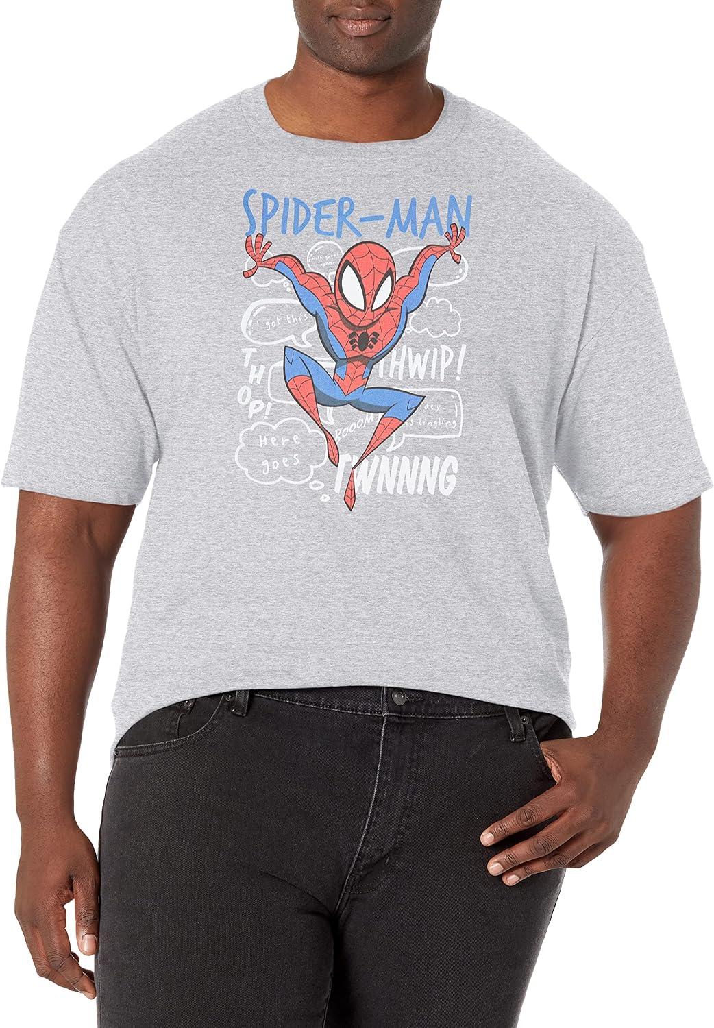 Marvel Big & Tall Classic Spidey Doodle Thoughts Men's Tops Short Sleeve Tee Shirt T-Shirt | Best Seller