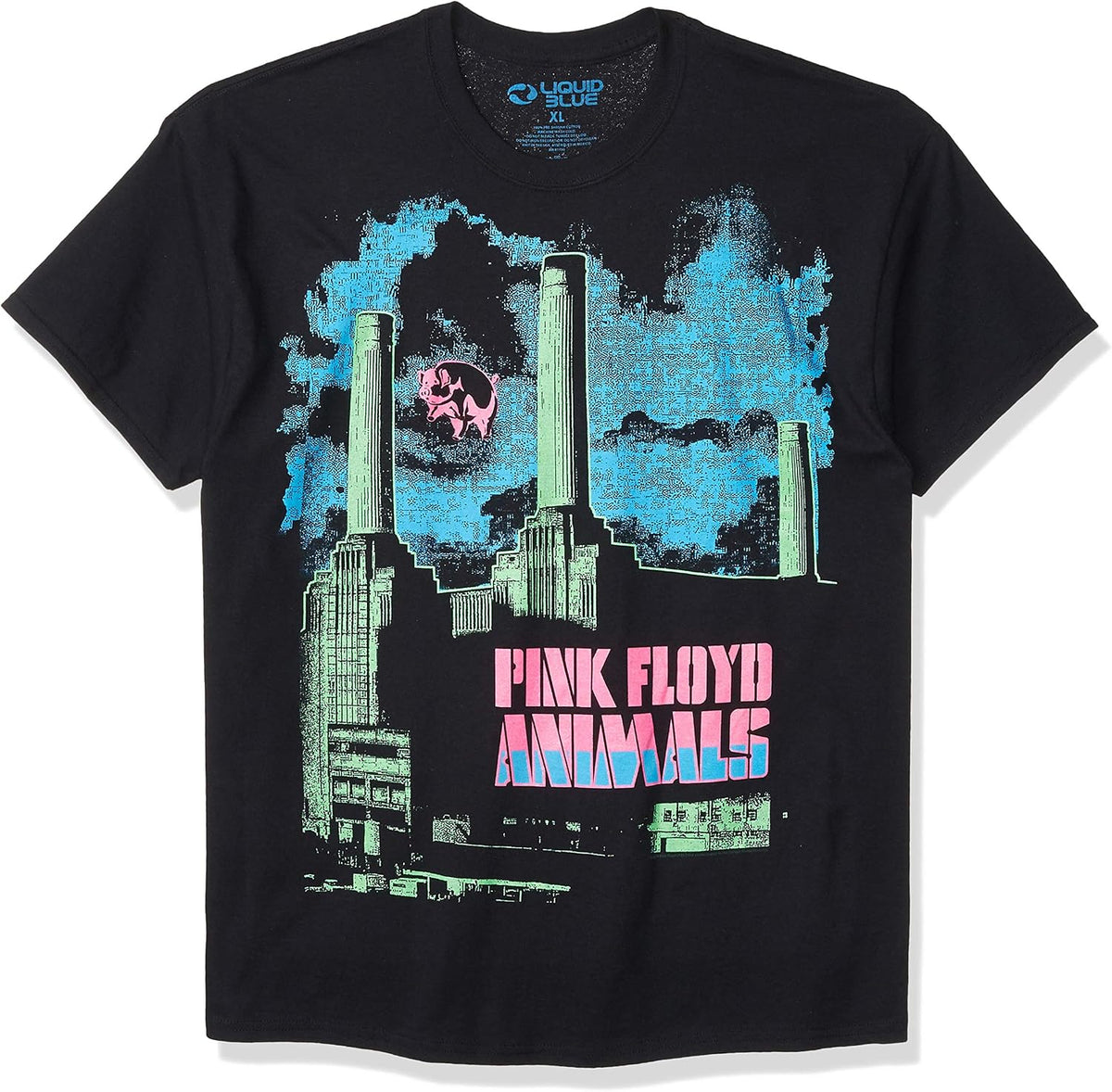 Liquid Blue Unisex-Adult Standard Pink Floyd Animals Blacklight Vintage Print Apparel | Aesthetic Streetwear