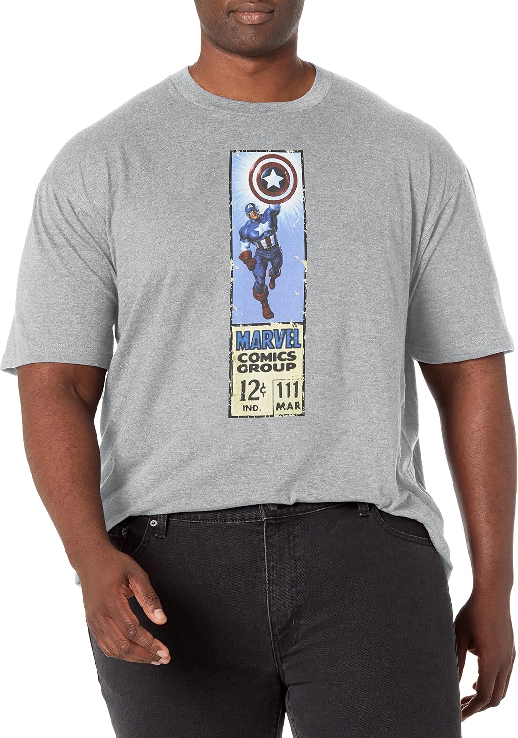 Marvel Big & Tall Classic Cap Label Men's Tops Short Sleeve Tee Shirt T-Shirt | Aesthetic Streetwear