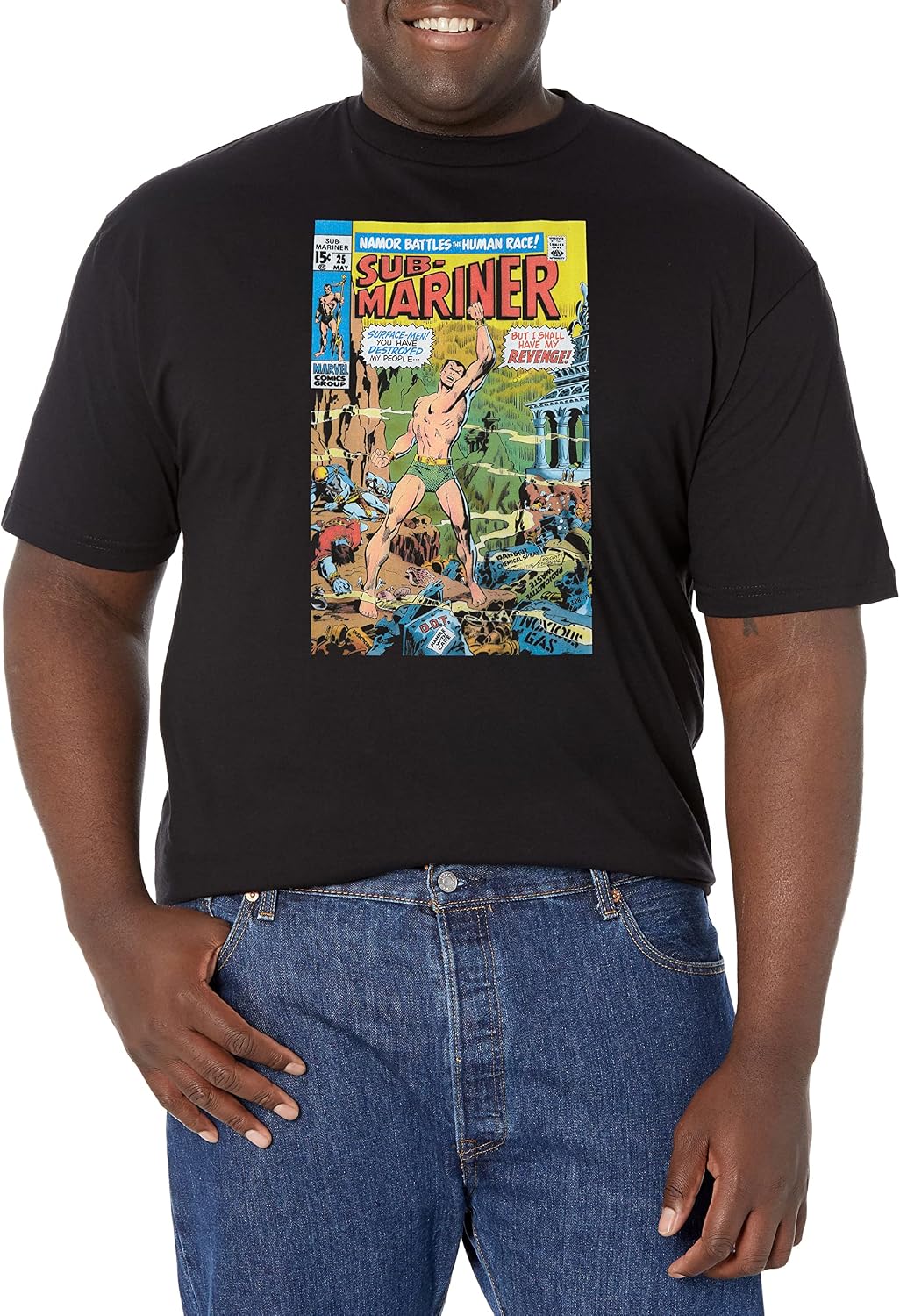 Marvel Big & Tall Classic Namor War Men's Tops Short Sleeve Tee Shirt T-Shirt | US Viral Style