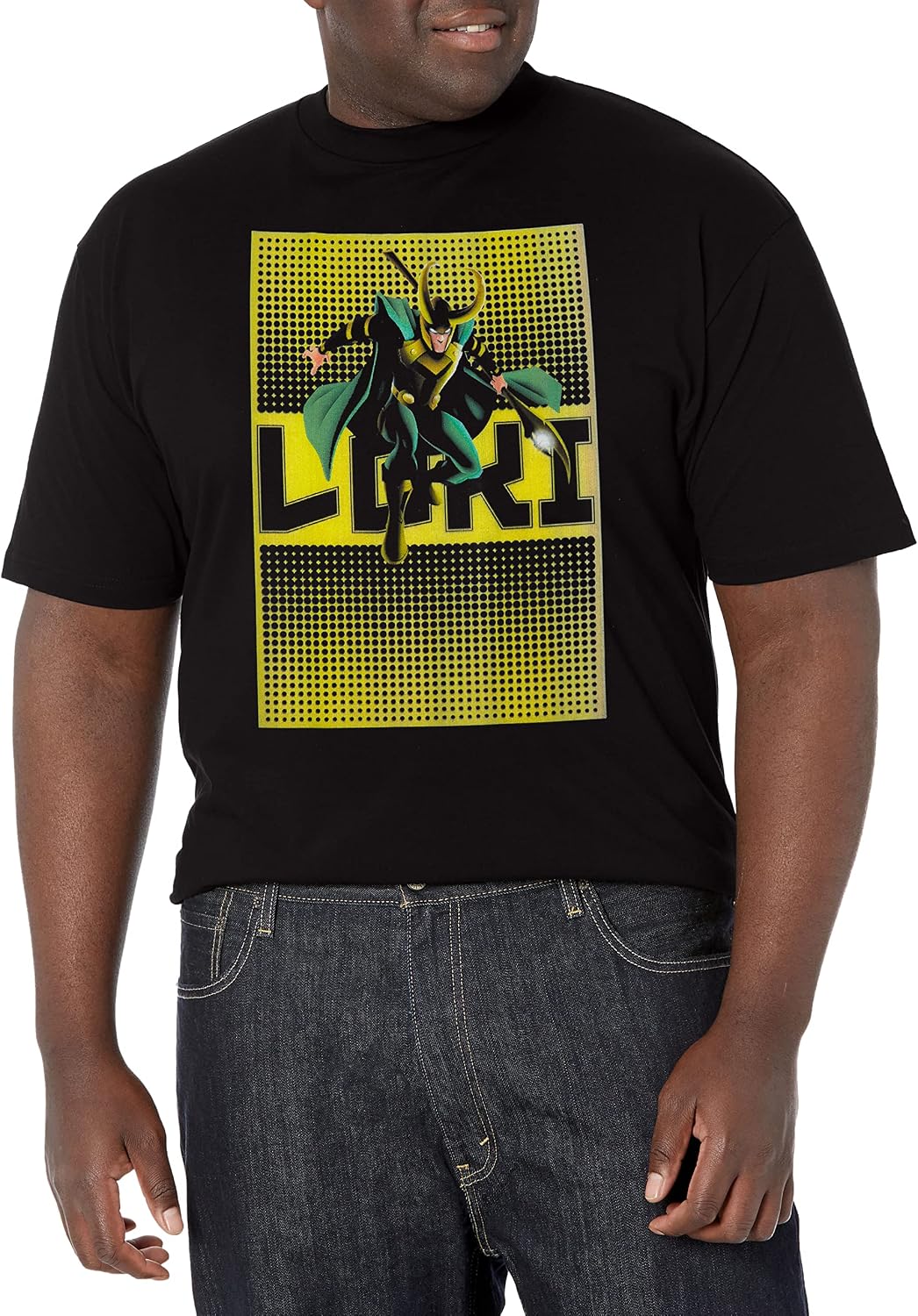 Marvel Big & Tall Classic Halftone Loki Men's Tops Short Sleeve Tee Shirt T-Shirt | Best Seller
