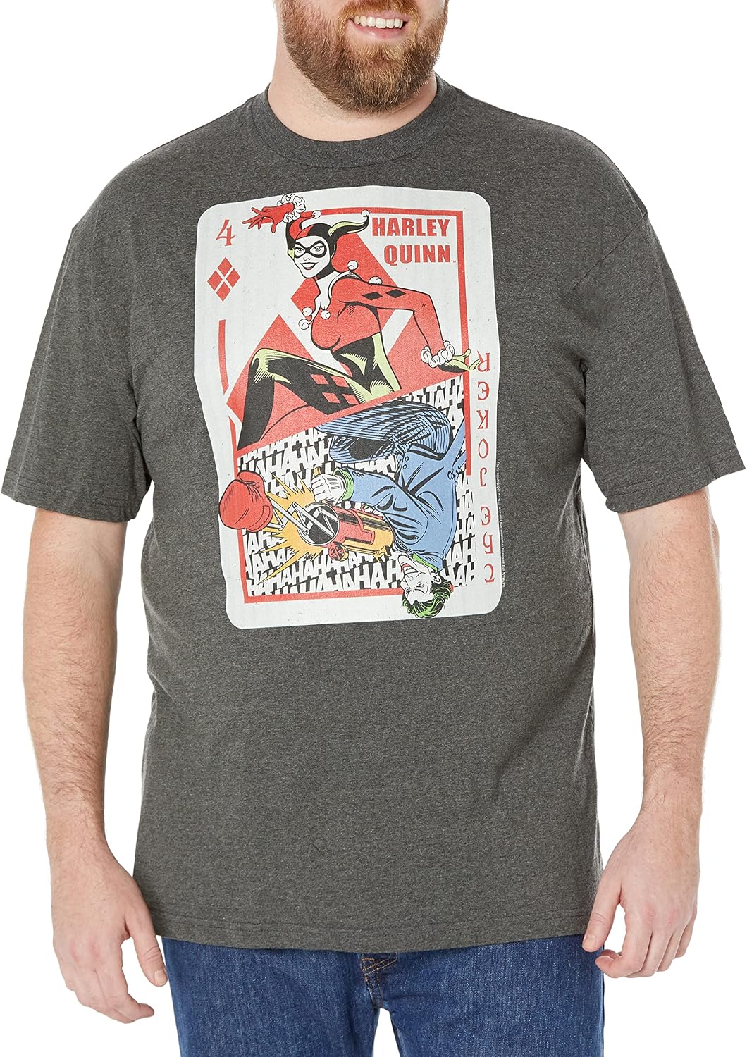 Warner Brothers Big & Tall Batman Joking Quinn Men's Tops Short Sleeve Tee Shirt, Charcoal Heather, 5X-Large T-Shirt ...