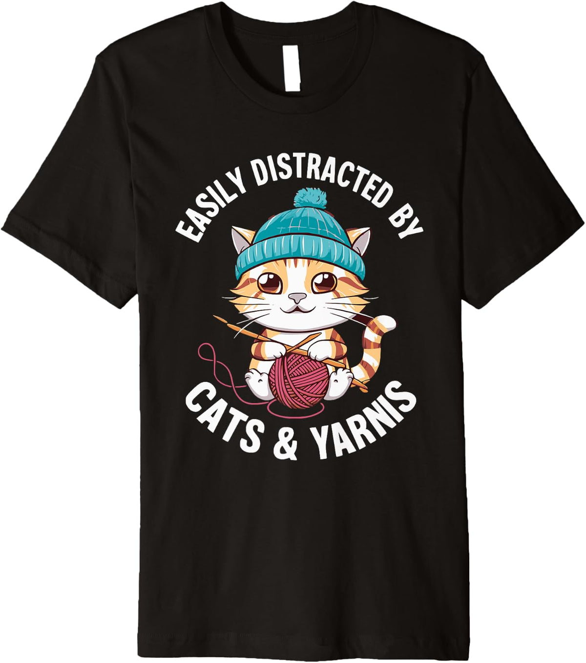 Easily Distracted By Cats & Yarns Crafting Cat Premium Yarn Supply | Viral US Pick | High CTR Title