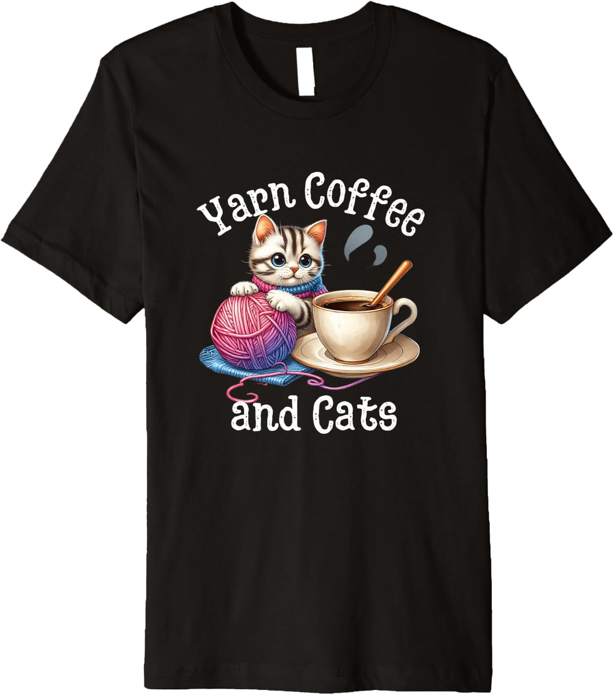 Yarn Coffee and Cats Funny Cat And Yarn Knitting Crocheting Premium Yarn Supply | Top Rated | Customer Favorite