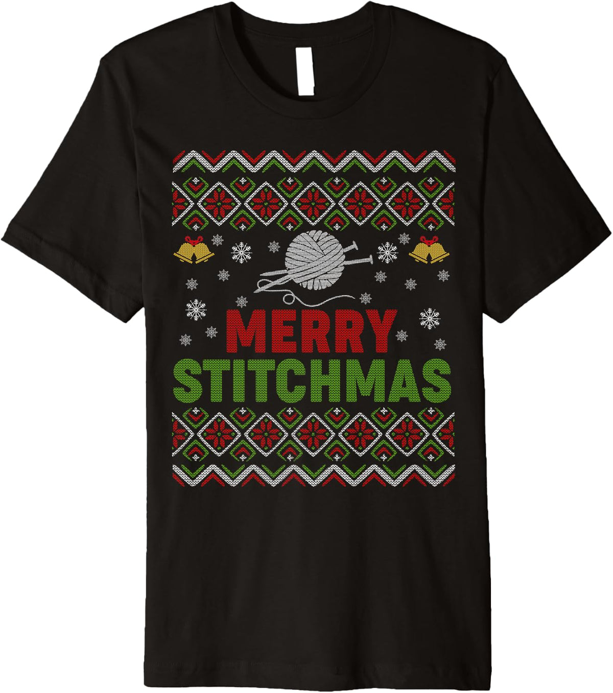 Merry Stitchmas Ugly Xmas Sweater Knitting Yarn Christmas Premium Sweater | Top Rated | Best Seller Choice