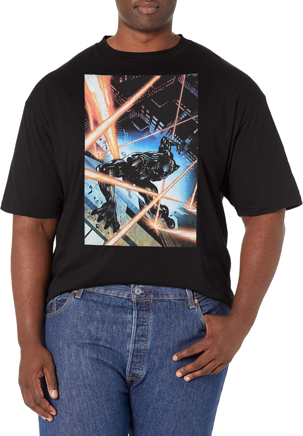 Marvel Big & Tall Classic Black Panther City Dec18 Men's Tops Short Sleeve Tee Shirt T-Shirt | US Viral Style
