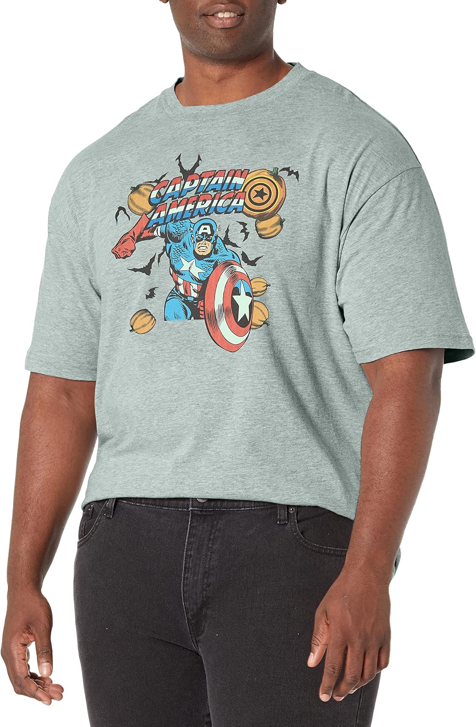 Marvel Big & Tall Classic Captain Pumpkins Men's Tops Short Sleeve Tee Shirt T-Shirt | Premium Quality