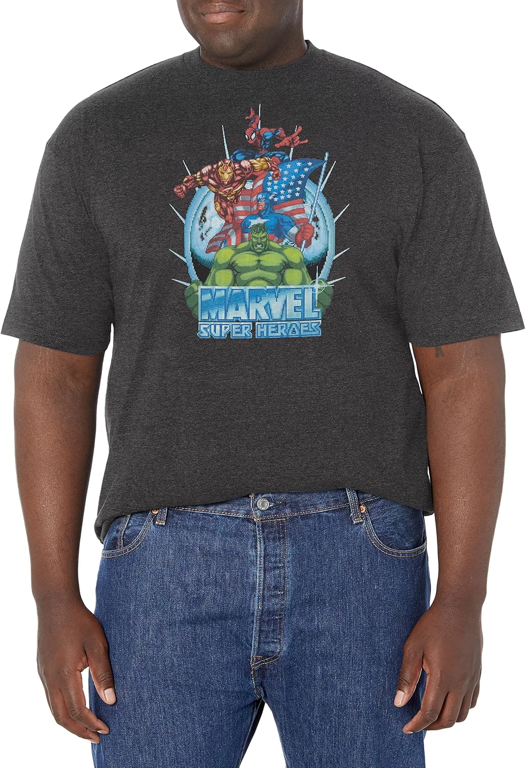 Marvel Big & Tall Classic Super Heroes Game Men's Tops Short Sleeve Tee Shirt T-Shirt | Aesthetic Streetwear