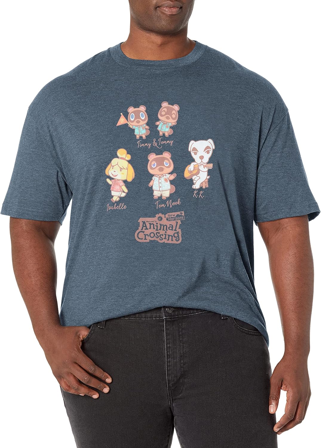 Nintendo Character Textbook Men's Tall Tops Short Sleeve Tee Shirt Navy Heather T-Shirt | Aesthetic Streetwear