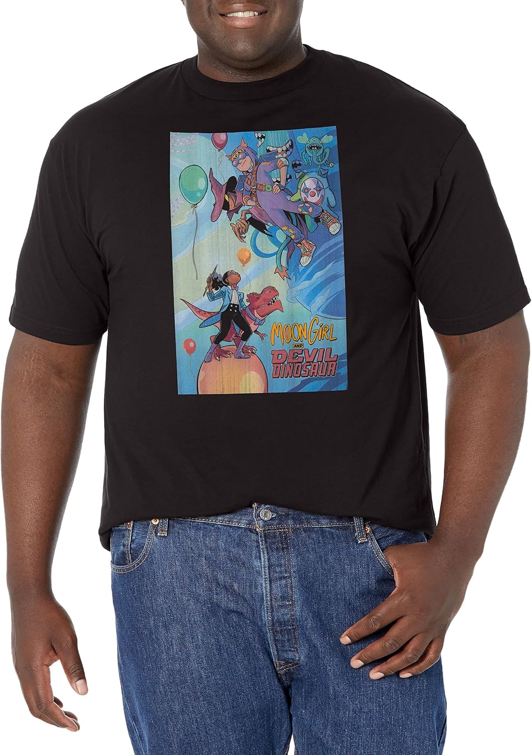 Marvel Big & Tall Classic Moon Girl Devil Dino Jan Men's Tops Short Sleeve Tee Shirt, Black, X-Large T-Shirt | Aesthe...