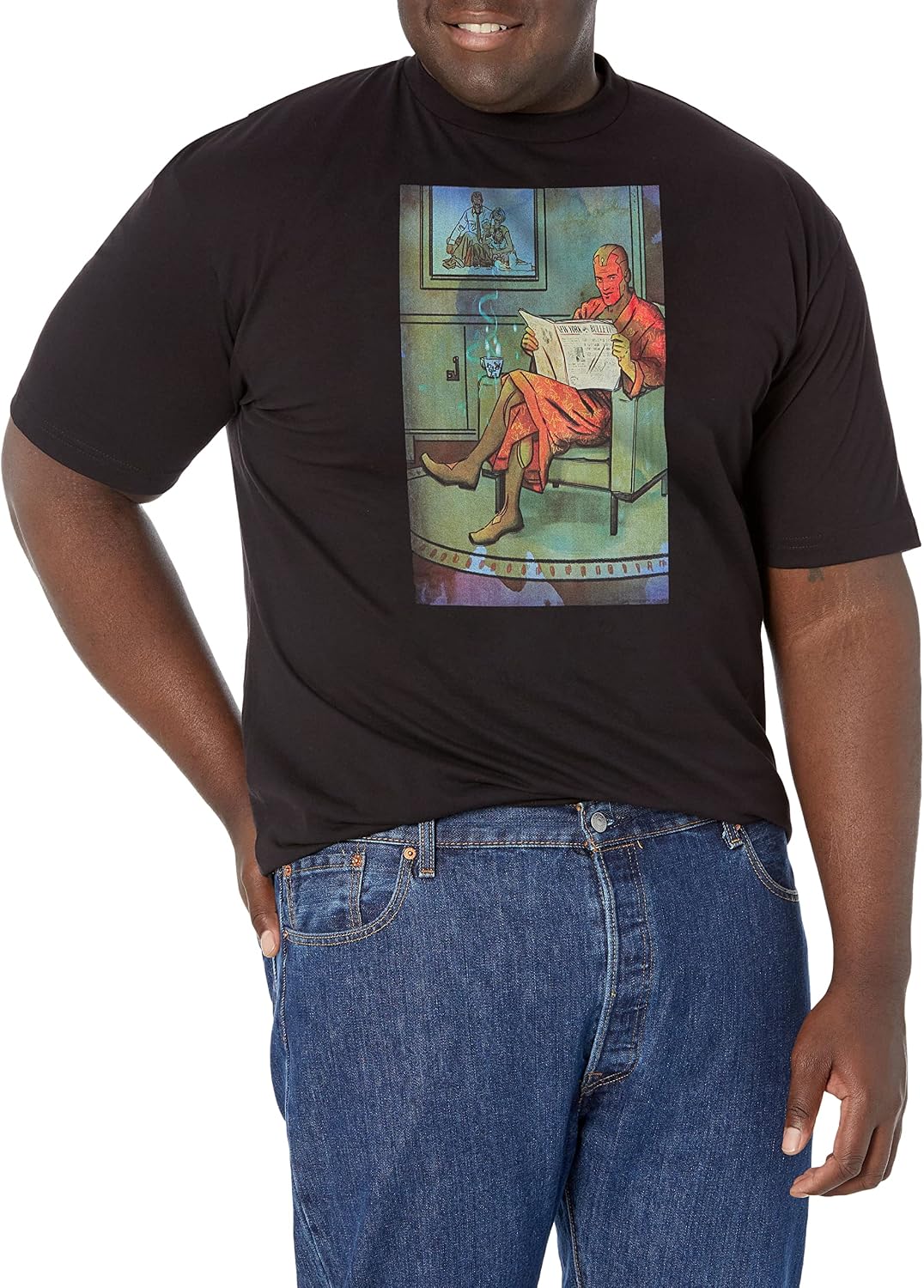 Marvel Big & Tall Universe Relax Vision Men's Tops Short Sleeve Tee Shirt T-Shirt | US Viral Style