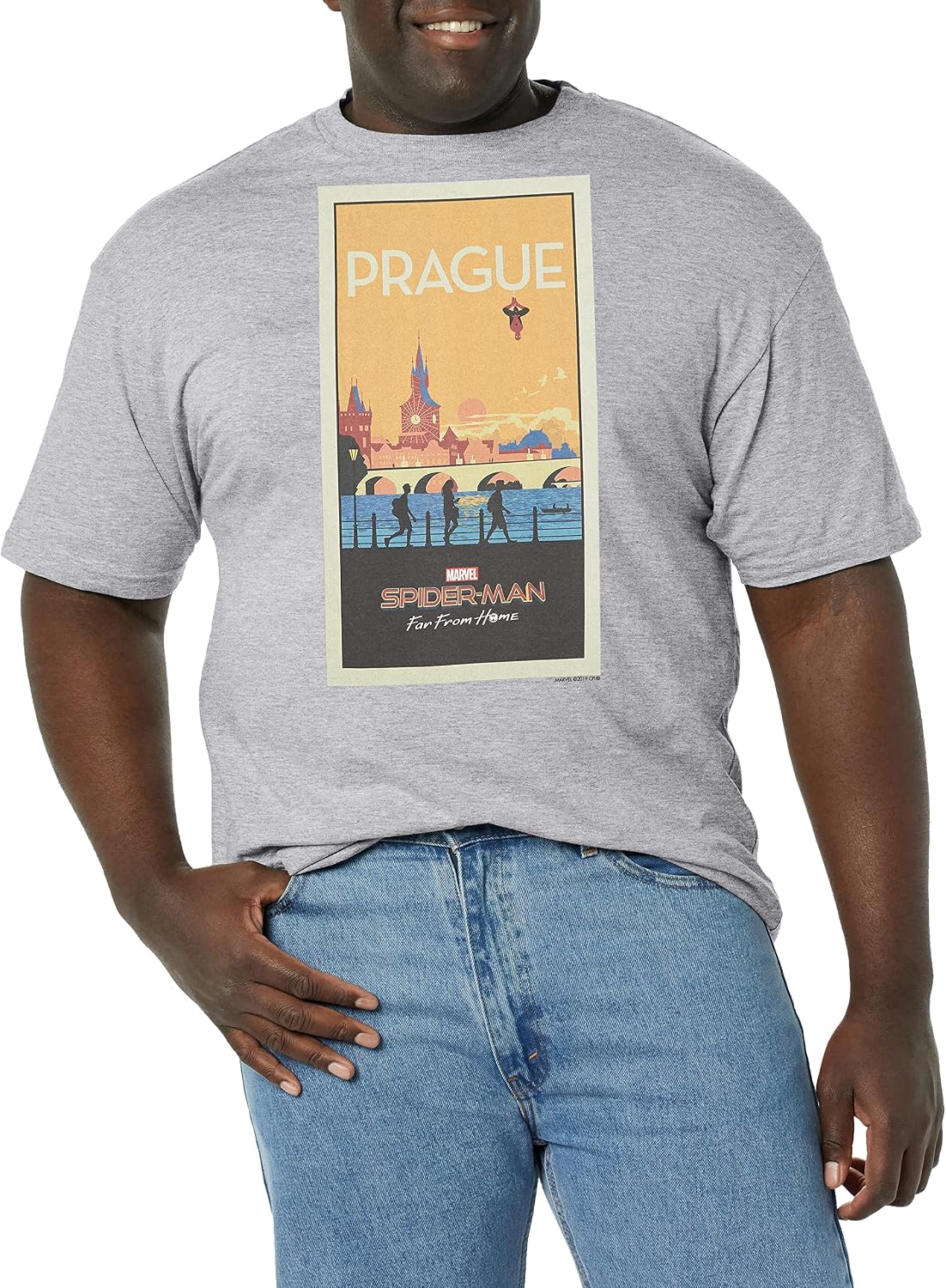 Marvel Big & Tall Spidey Home Prague Men's Tops Short Sleeve Tee Shirt T-Shirt | Trending 2025