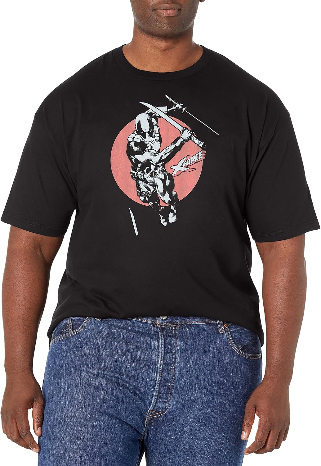 Marvel Big & Tall Deadpool Dead Force Men's Tops Short Sleeve Tee Shirt T-Shirt | Aesthetic Streetwear