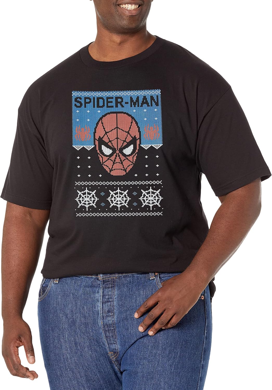 Marvel Big & Tall Classic Spiderman Ugly Men's Tops Short Sleeve Tee Shirt T-Shirt | US Viral Style