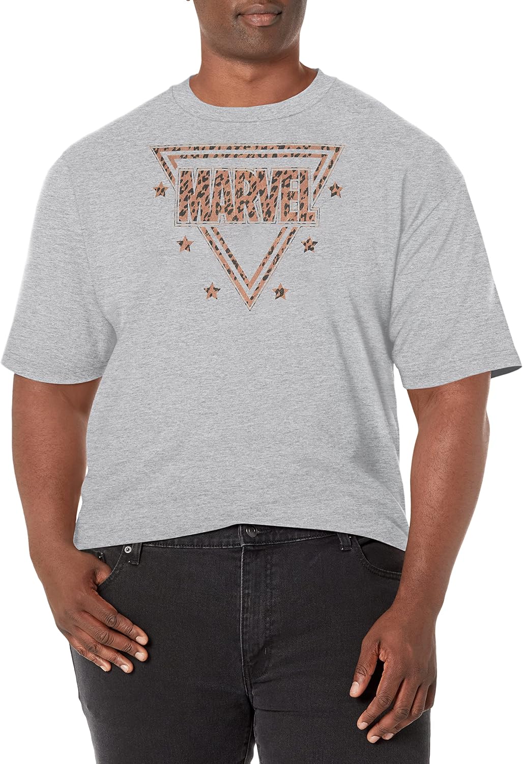 Marvel Big & Tall Classic Logo Leopard Fill Men's Tops Short Sleeve Tee Shirt T-Shirt | Premium Quality