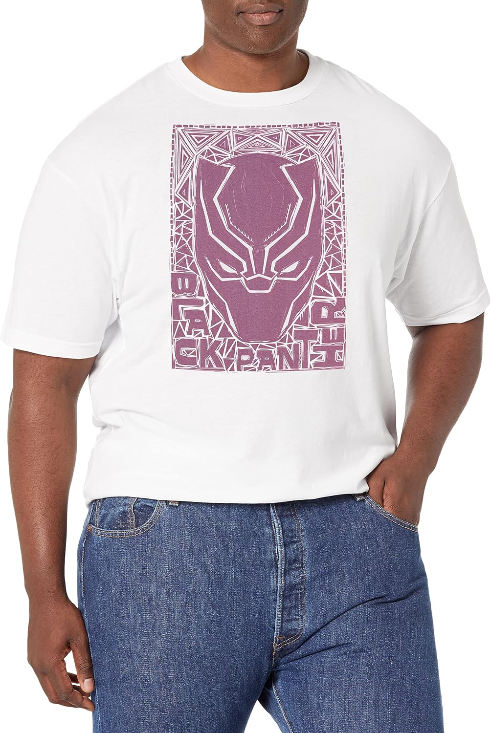Marvel Big & Tall Universe Black Pattern Stencil Men's Tops Short Sleeve Tee Shirt T-Shirt | Aesthetic Streetwear