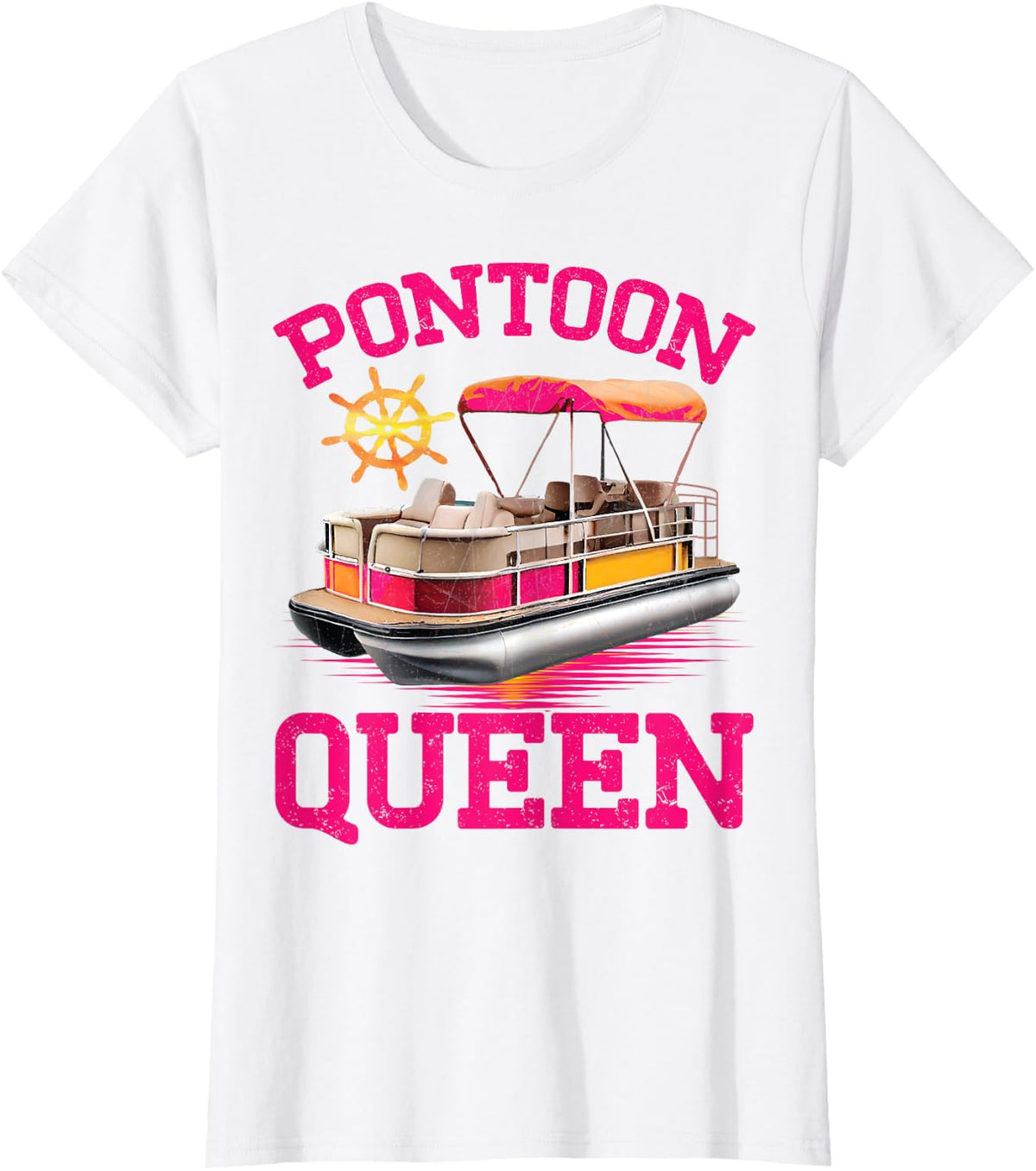 Womens Pontoon Queen Girls Women Summer Pontoon Lake Boating Lovers Apparel Trending US Everyday Wear