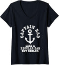 Womens Captain Dad like a regular Dad but cooler Boat Boating V Neck Apparel Viral TikTok Find Best Seller Look