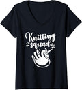 Womens Knitting Squad Knitter Yarn Knit Hobby V-Neck Yarn Supply | High Search Volume | Perfect for Crafters