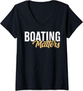 Womens Boating Matters Vintage Boat Sailor V Neck Apparel Streetwear Style Everyday Wear