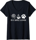 Womens Women Knitting Funny Knitters Coffee Lover Dog Owner Yarn V-Neck Yarn Supply | Viral US Pick | Perfect for Cra...