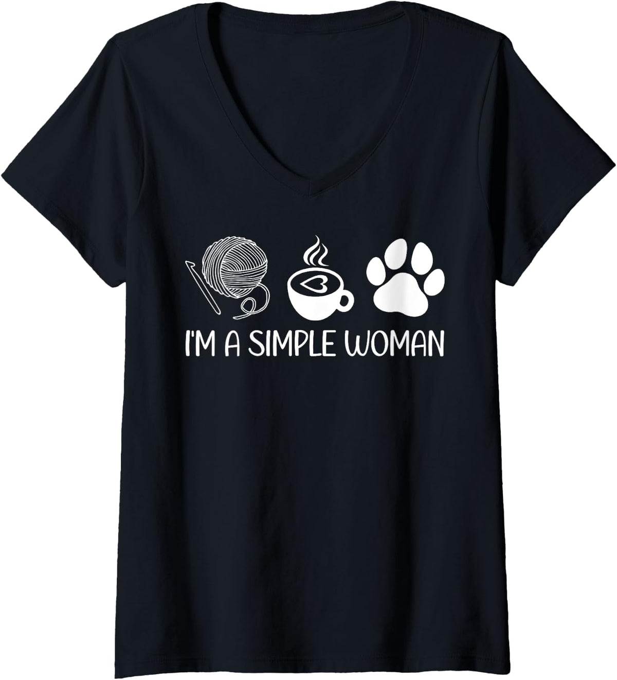 Womens Women Knitting Funny Knitters Coffee Lover Dog Owner Yarn V-Neck Yarn Supply | Viral US Pick | Perfect for Cra...