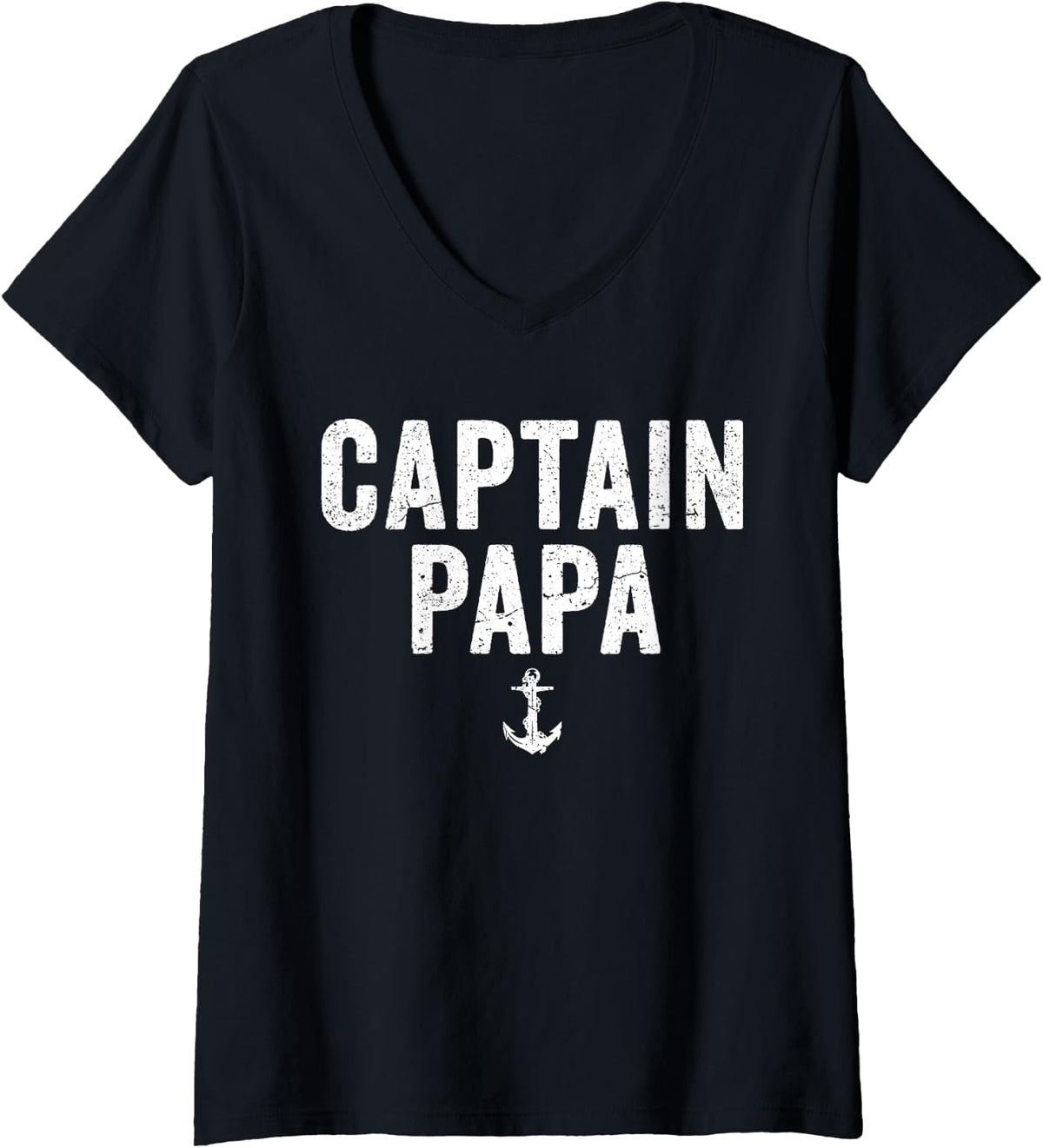 Womens Captain Papa Pontoon Boat Lake Fishing Boating Sailor Dad V Neck Apparel Viral TikTok Find US Top Pick