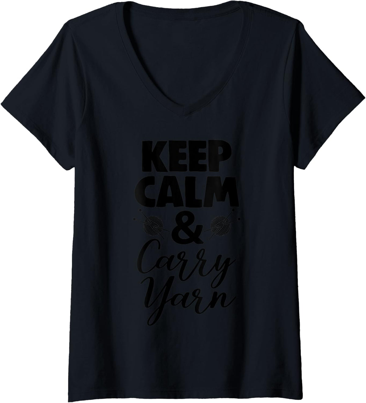 Womens Keep Calm And Carry Yarn Tee Shirt Women Crochet Lover Gifts V-Neck T-Shirt | Top Rated | High CTR Title