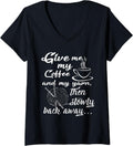 Womens Give Me My Coffee and Yarn and Back Away V-Neck Yarn Supply | High Search Volume | Perfect for Crafters