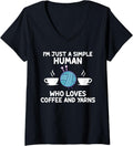 Womens I'm human who loves coffee and yarns coffee lover V-Neck Yarn Supply | High Search Volume | Perfect for Crafters