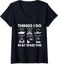 Womens Things I Do in My Spare Time Boat Boating V Neck Apparel Comfort Fit Gift Ready