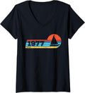 Womens Sailors Sailboats Vintage 1977 Birthday sailing Yachting V Neck Apparel High Search Demand Best Seller Look
