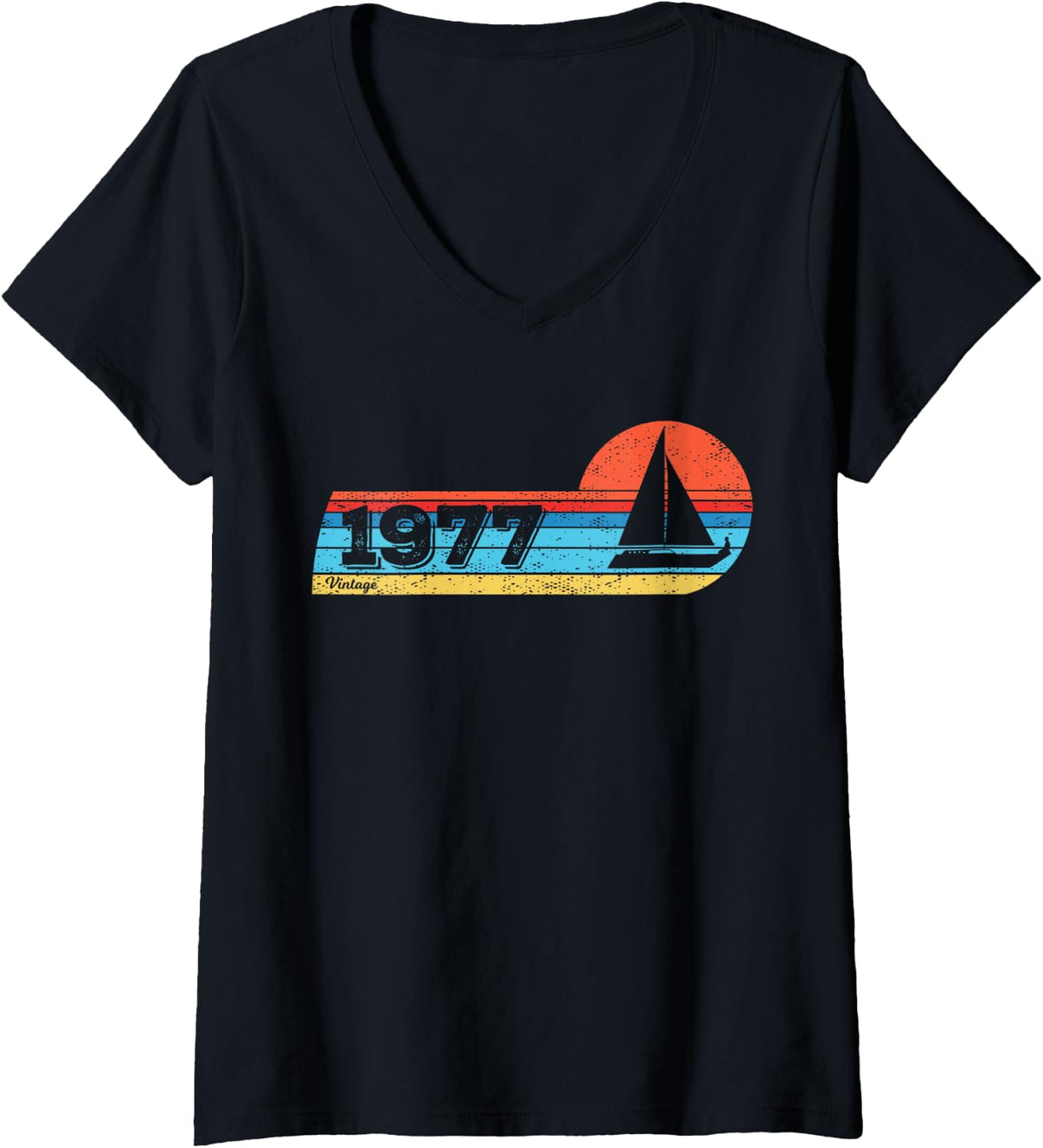 Womens Sailors Sailboats Vintage 1977 Birthday sailing Yachting V Neck Apparel High Search Demand Best Seller Look