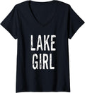 Womens Lake Girl or Wife Mama Mom Life Boating Fishing Camping V Neck Apparel Trending US Everyday Wear