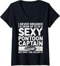 Womens Retro Pontoon Captain Men Women Boating Pontoon Boat Lover V Neck Apparel Comfort Fit Gift Ready