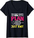Womens Knitting Lover Yarn Needles Funny Knitting V-Neck Yarn Supply | Viral US Pick | Best Seller Choice