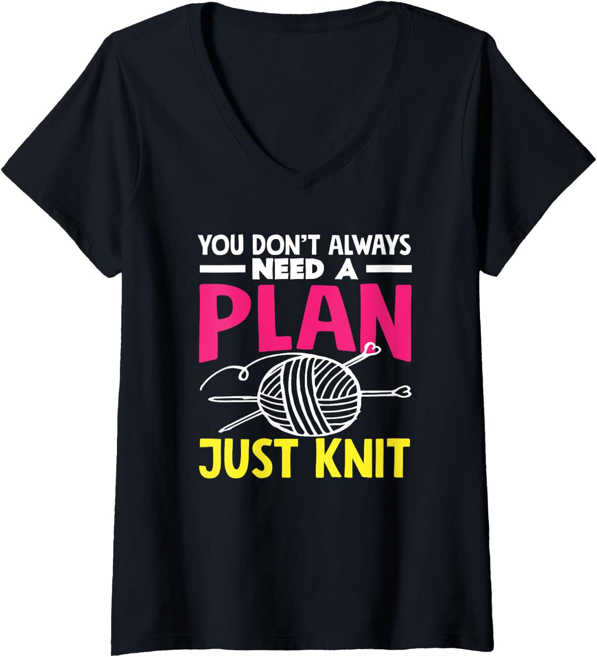 Womens Knitting Lover Yarn Needles Funny Knitting V-Neck Yarn Supply | Viral US Pick | Best Seller Choice